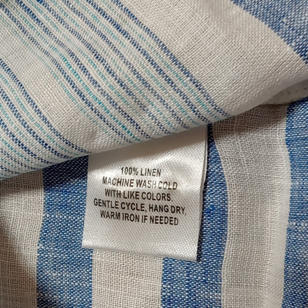 Untuckit Womens LINEN VIETTI NEW Work Shirt 12 Top Blouse STRIPPED BLUE NEW - Picture 3 of 8